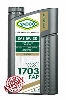 Yacco VX Premium - VX 1703 FAP 5W30 100% synthèse pour Automobile