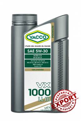 Huile Moteur YACCO VX 1000 LE 5W30 C2/C3